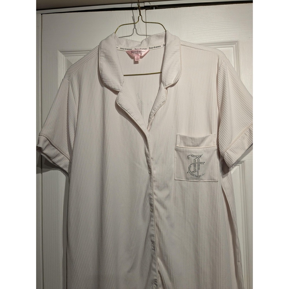 Juicy Couture Sleepwear Shirt Womens L Button Front Short Sleeve Lounge Pajama - Picture 2 of 15
